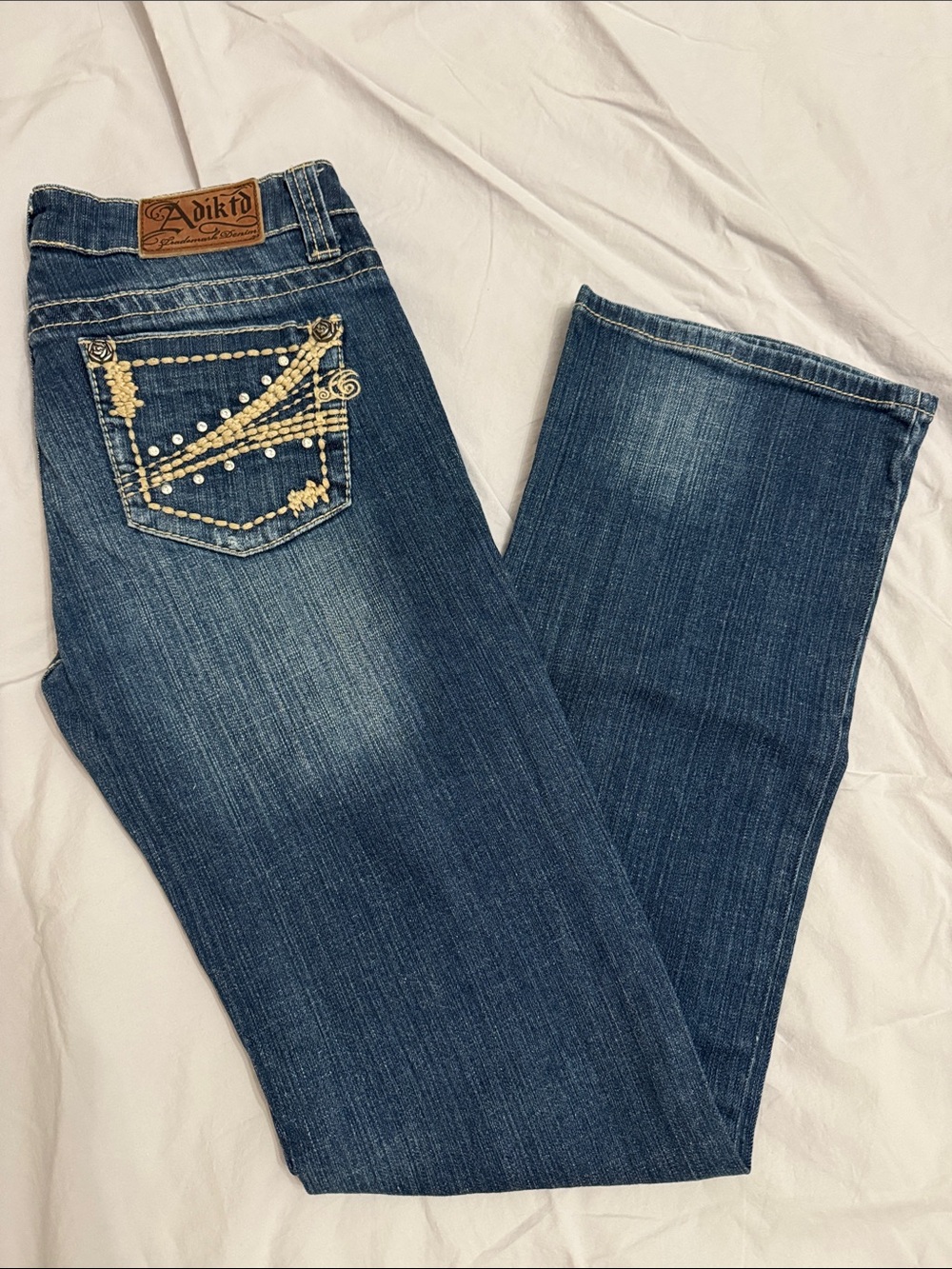 Adiktd Women's Boot Cut Jeans with Embellished Pockets | 4 x 33